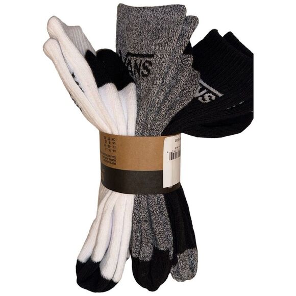 VANS MEN’S SOCKS VARIETY PACK OF THREE IN THREE DIFFERENT COLORS CREW HEIGHT NWT - Picture 2 of 9